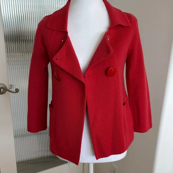 J. Crew Vintage Women's Vibrant Orange/Red  Wool Jacket - Picture 4 of 5